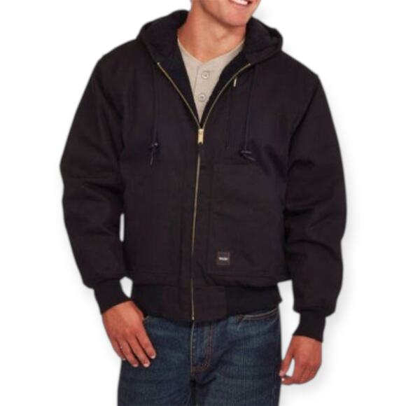 Walls Workwear Men's Insulated Flex Duck Hooded Work Vintage Jacket Black XLR - Picture 1 of 9